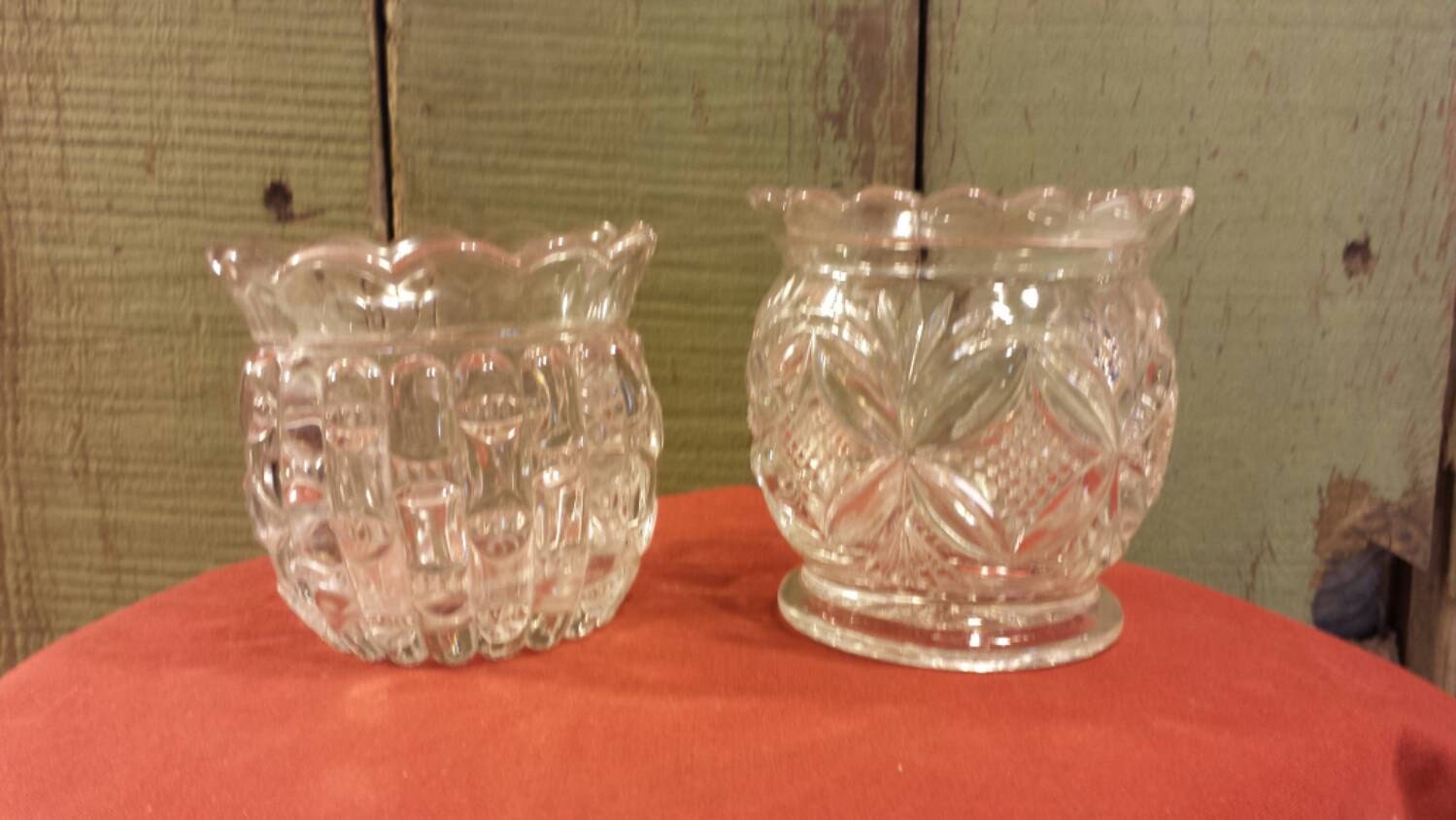 Set of 2 Vintage Clear Glass Candle Holders Clear by 3OaksTreasure