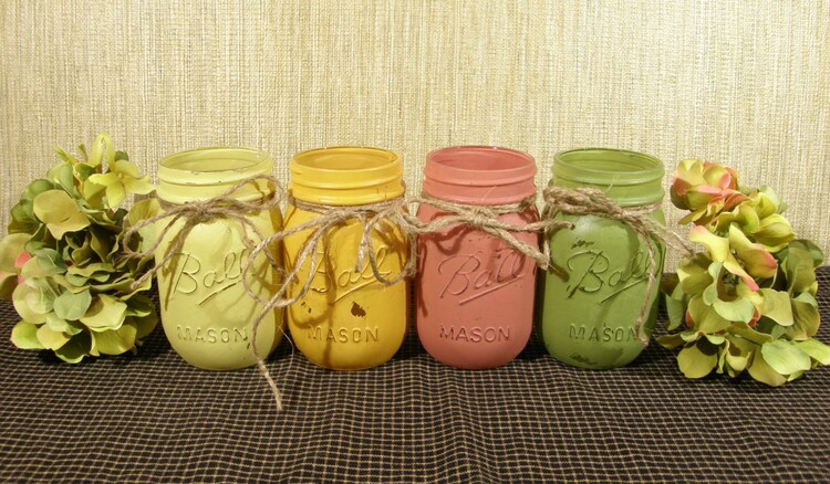 Painted Mason Jars Set Of 4 Pint Sized By HootOwlMeshCreations   Il 750xN.789040536 O4kh 