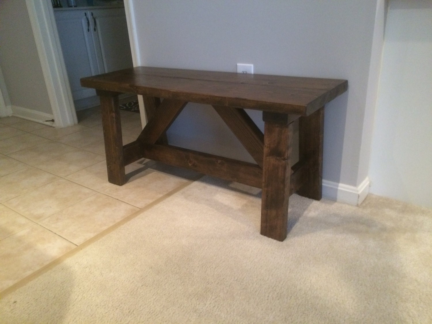Farmhouse entry bench by RusticCharmWoodworks on Etsy