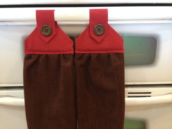 video velcro Brown  fabric top of set red  2, kitchen  microfiber set Kitchen towels with towels,