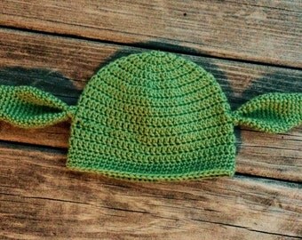 Crochet Yoda Inspired Hat - photo prop - newborn - new baby -