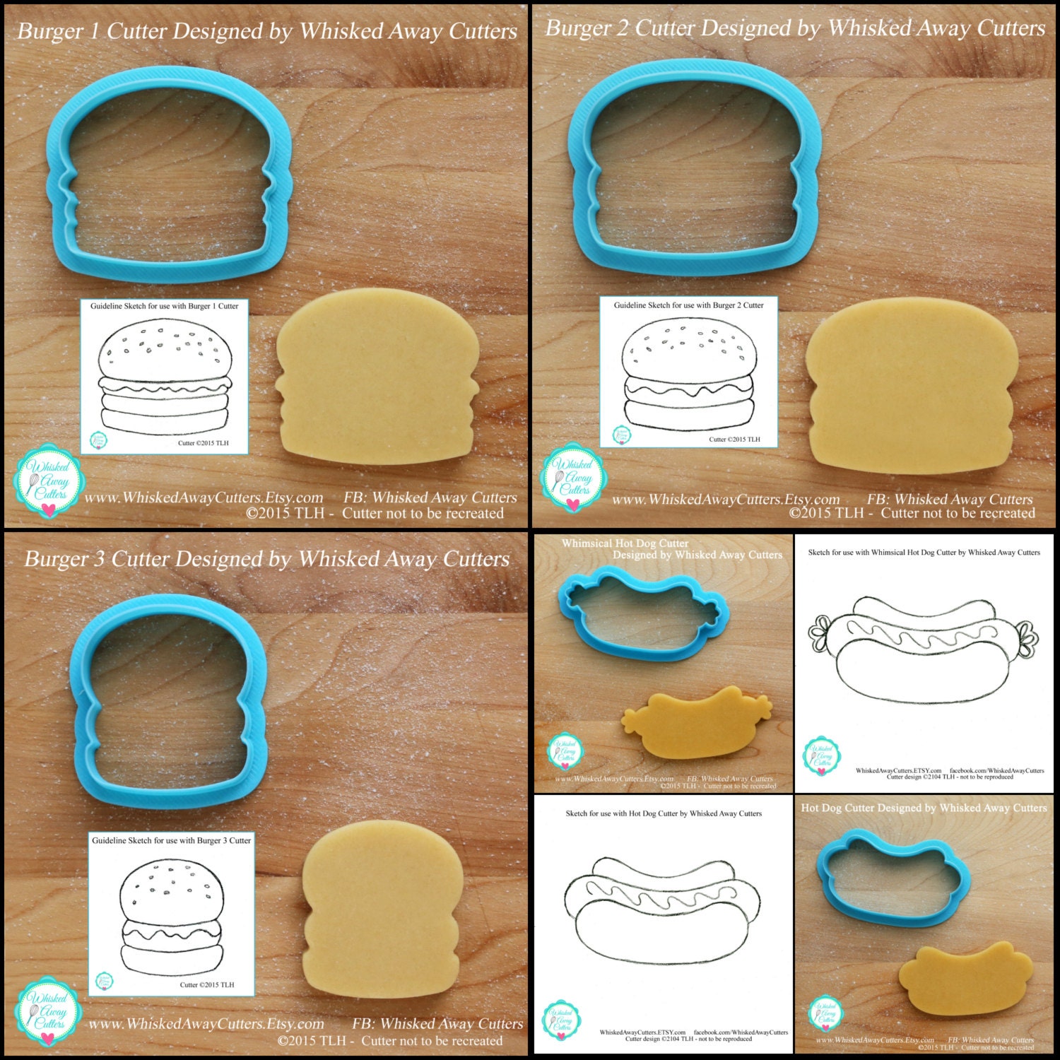 Hamburger Cookie Cutter and Fondant Cutter Three Design