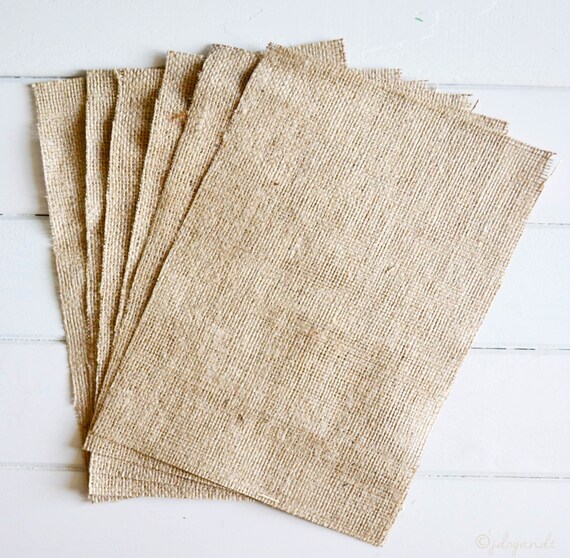 Hessian Burlap Sheets 6 PCS 20x28cm Rustic Vintage by JDogandT