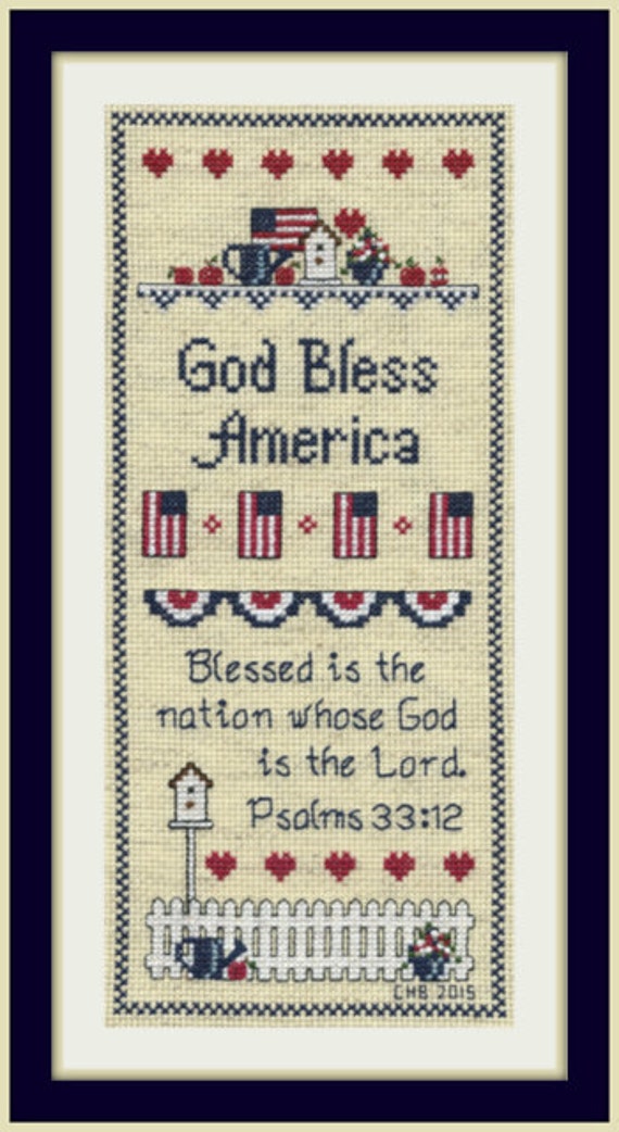 God Bless America Counted Cross Stitch Sampler By Tranquilitree 