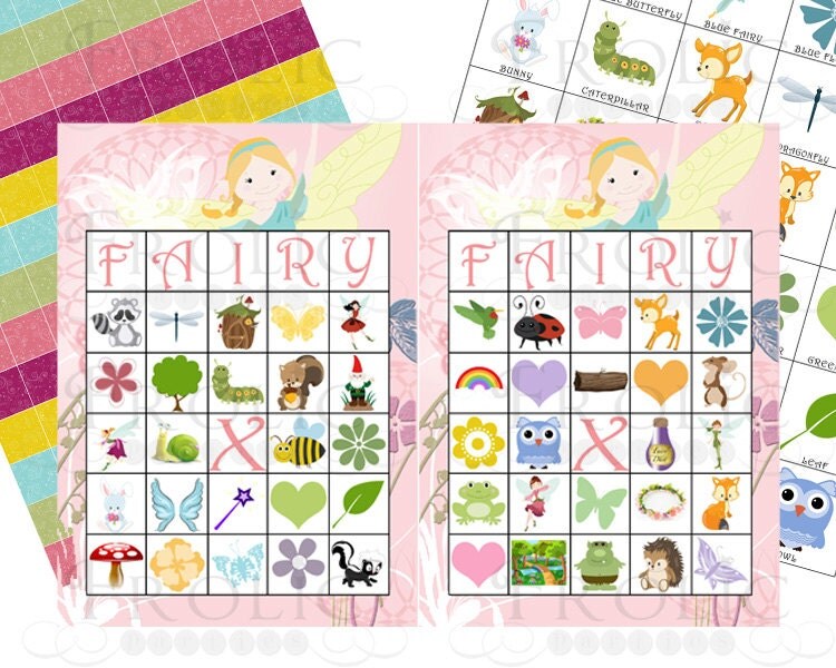 Fairy Bingo 10 cards INSTANT DOWNLOAD