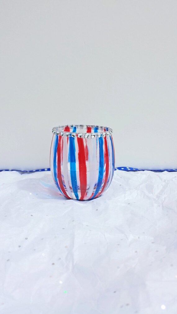 Decorative Red White and Blue Candle Holder / Home by LadyGoodAura