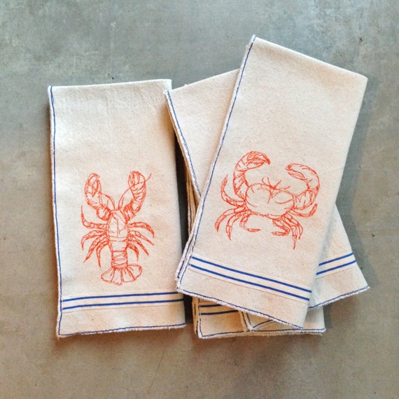 Canvas handmade frayed edge napkin. Set of 4. Modern with a