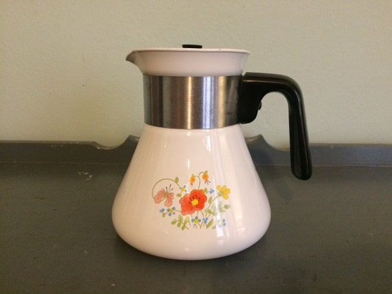 Corning Ware Wildflower 6 cup Carafe / Coffee Pot / Tea Kettle