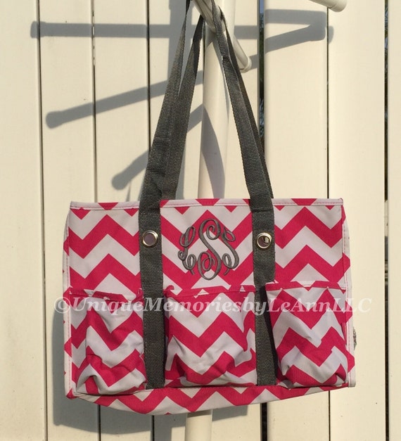Chevron Canvas ToteBeach bag FREE Monogram or Name - Great for ...