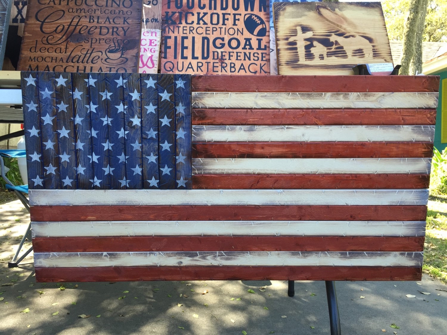 Handmade Rustic Wooden American Flag