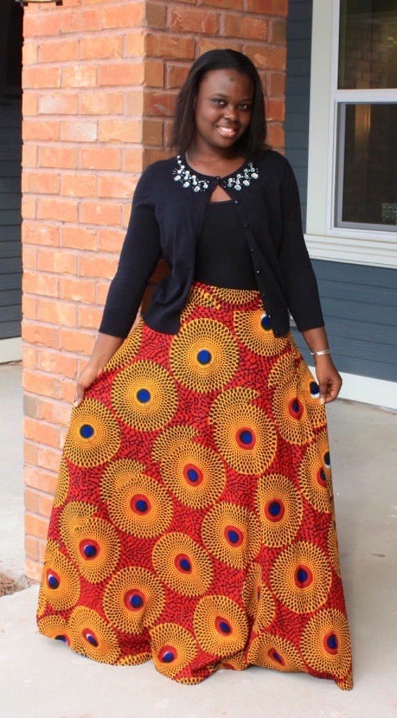 African Ankara Maxi Skirt African Clothing by MsAlabaAfricanShop