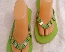 beaded flip flops women's