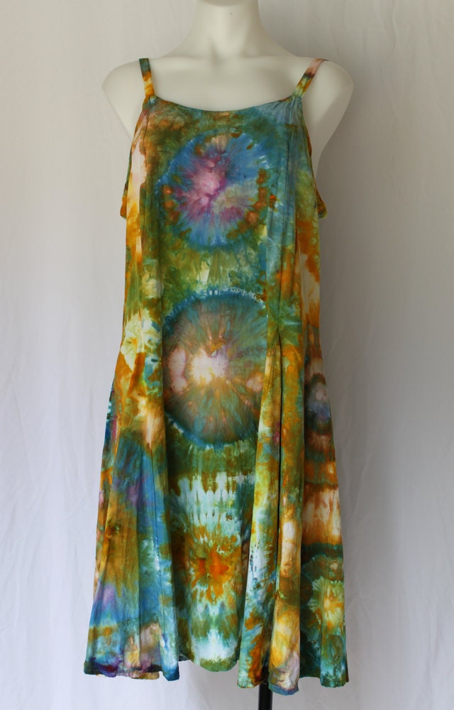 Tie Dye Rayon Sun dress Summer dress Ice Dyed Clothing