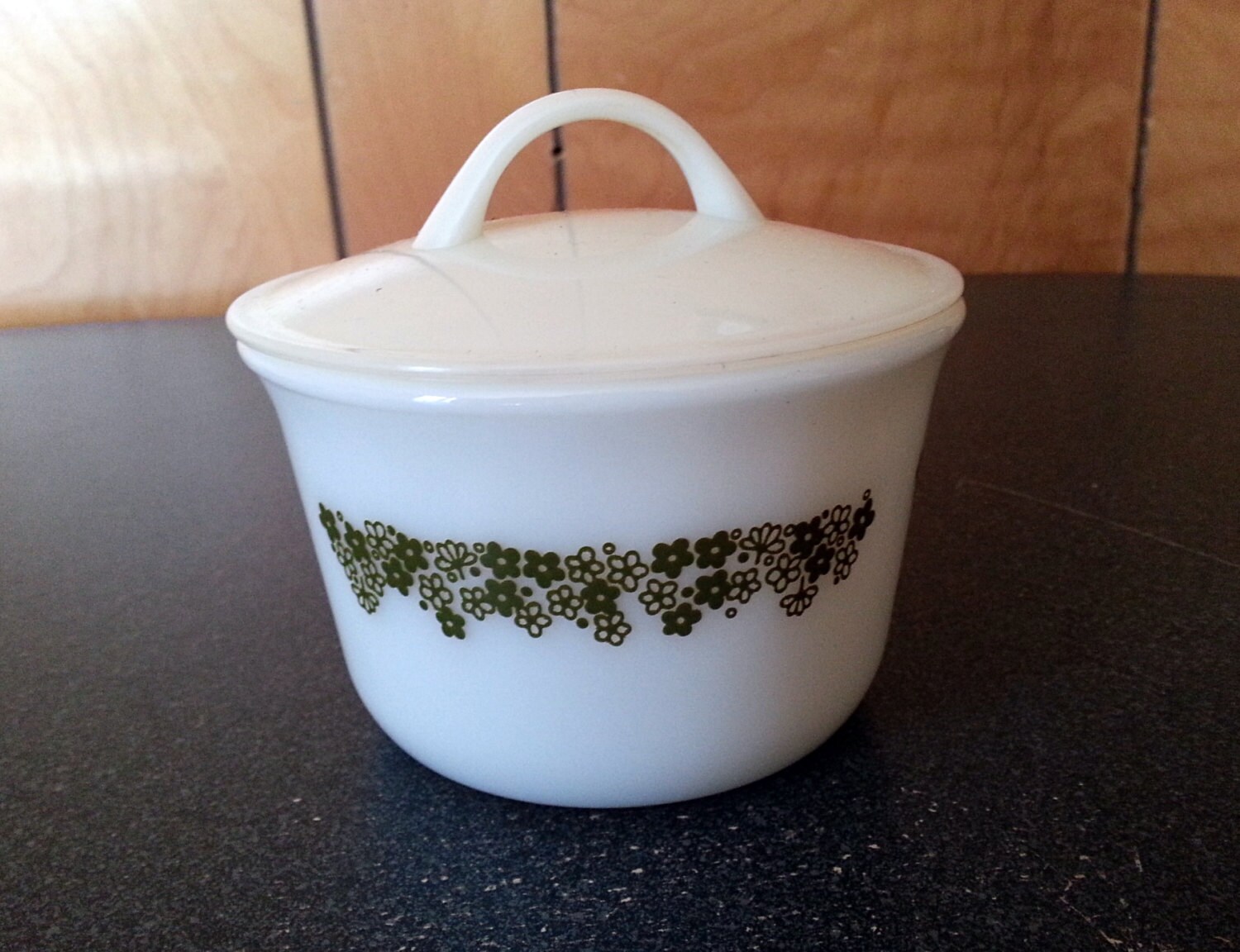 Vintage Pyrex Spring Blossom Green Sugar Bowl With Lid Haute Juice