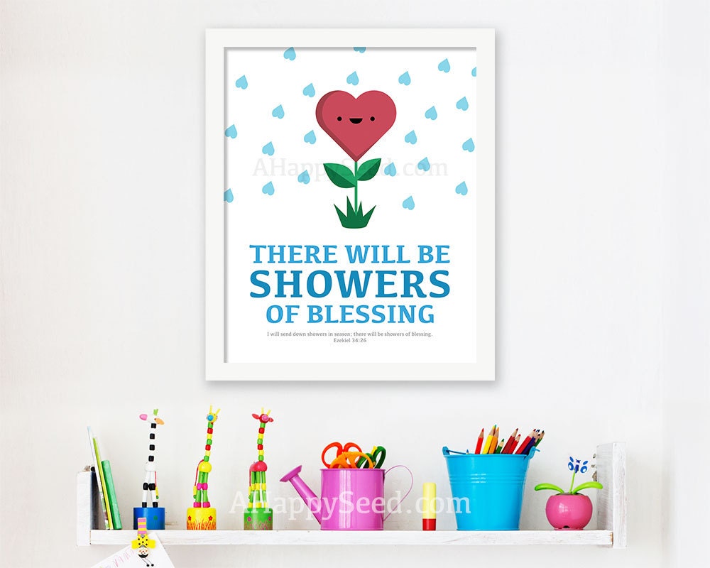 There Will Be Showers Of Blessing Printable Bible JPG Poster