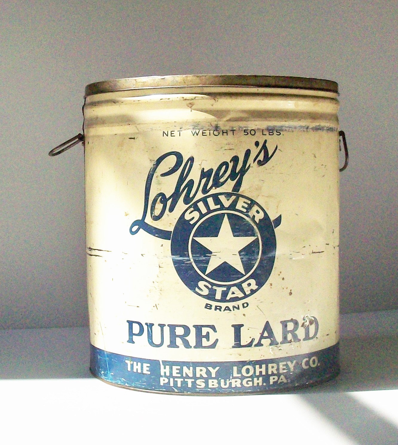Vintage Tin Can / Pure Lard by Lohreys / Great Star Graphics