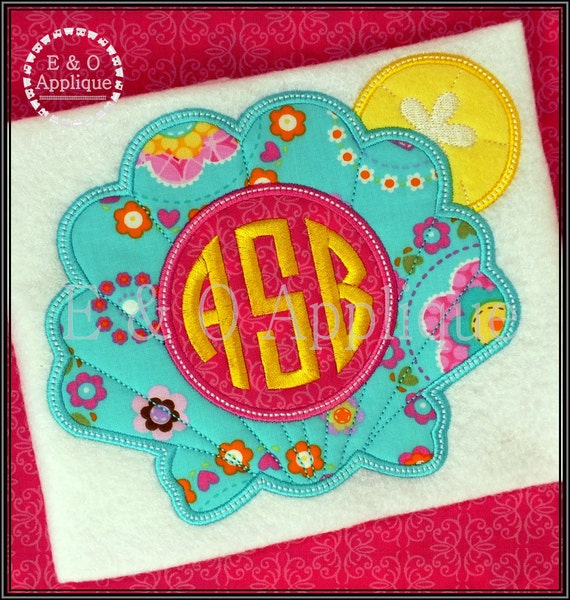 Seashell Monogram Applique Design Seashell Applique Beach