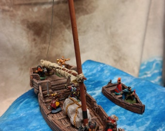 Sail Boat Small 28mm White Resin Unpainted Tabletop RPG