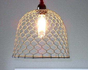 Rustic Pendant Lighting-chicken wire, farmhouse, pendant light, lighting, rustic lighting kitchen lighting