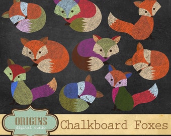 70% OFF Chalkboard Foxes Clipart - PNG clip art set, Forest woodland animals, chalk baby fox Clip Art for commercial use instant download