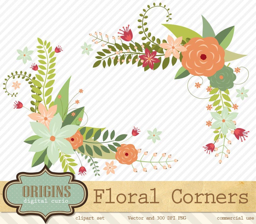 Download Floral Corners clipart Flower borders corners valentines