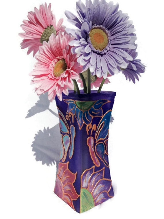 Hand painted purple glass vase butterfly by BlueButterflyDecor