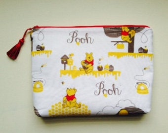 Winnie the Pooh Cosmetic/Pencil Bag; 100% Cotton Lining with Tassel