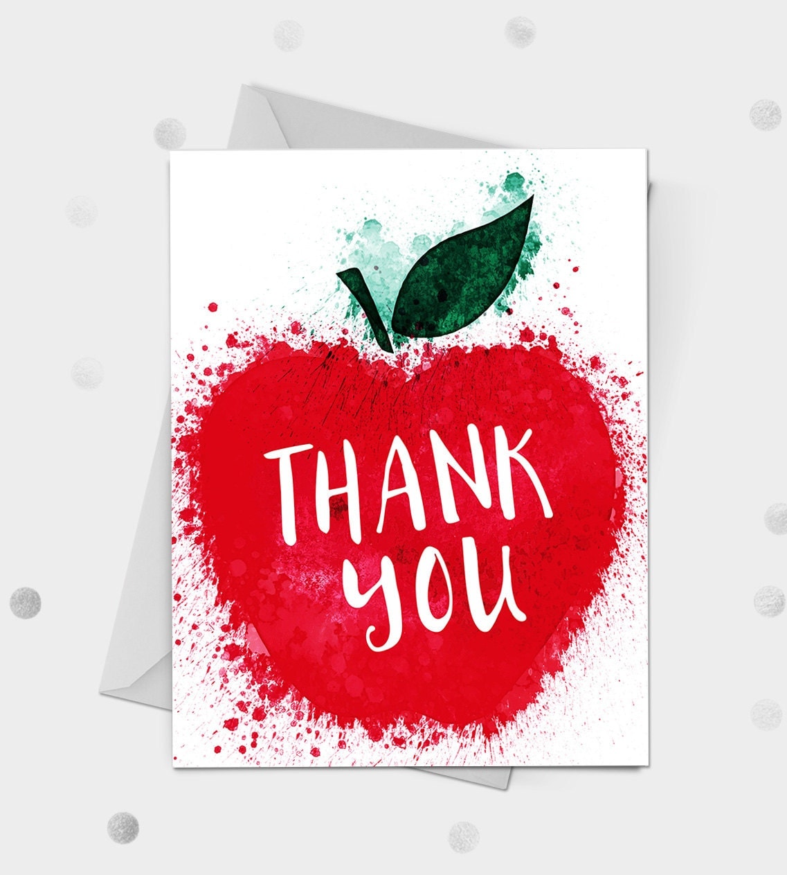 Watercolour Apple Thank You Card by InvitingPressShop on Etsy