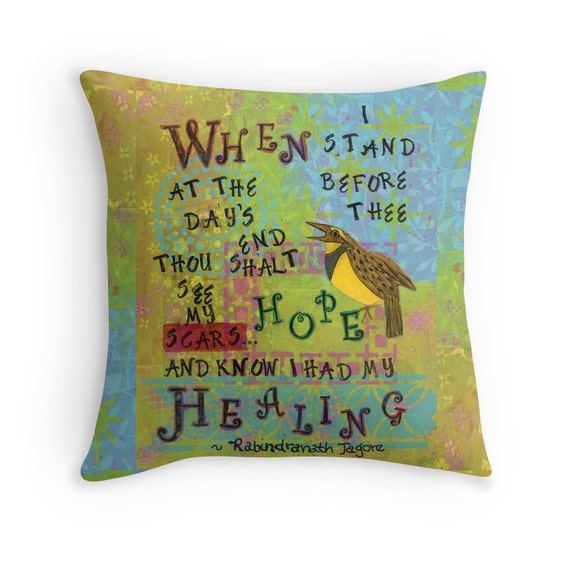 Blue Throw PILLOW COVER 16x16 18x18 20x20 by LittleRedSurvivorArt