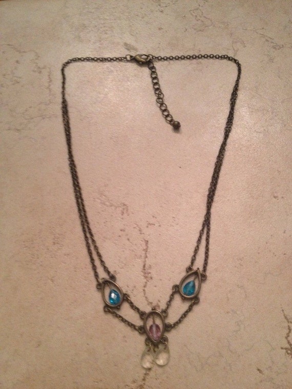 Vintage Crystal Necklace Dangle Costume by Stellavintagejewelry
