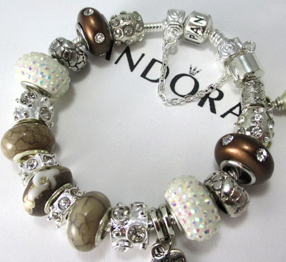 FREE SHIPPING Authentic Pandora Bracelet with Murano Mixed