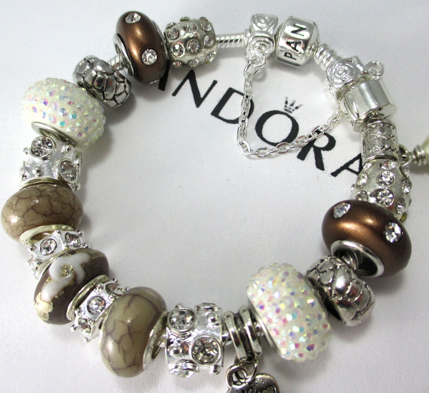 FREE SHIPPING Authentic Pandora Bracelet With Murano Mixed