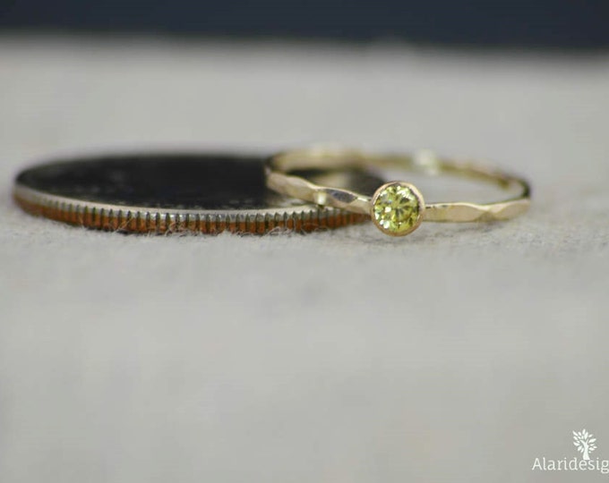 Dainty Gold Filled Topaz Ring, Hammered Gold, Stacking Rings, Mothers Ring, November Birthstone Ring, Topaz Ring, Rustic Topaz Ring, Dainty