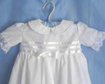 Baptism Dress , Christening dress , Long Sleeve ,Short Sleeve baby dress , White baby dress, Cotton polyester baby dress ,Satin baby dress