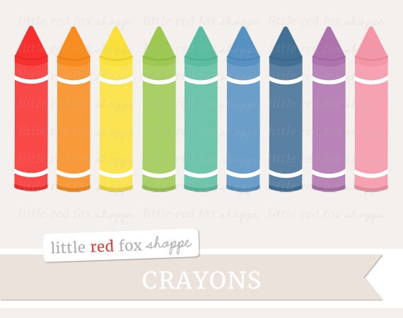 Rainbow Crayon Clipart Doodle Clip Art by LittleRedFoxShoppe