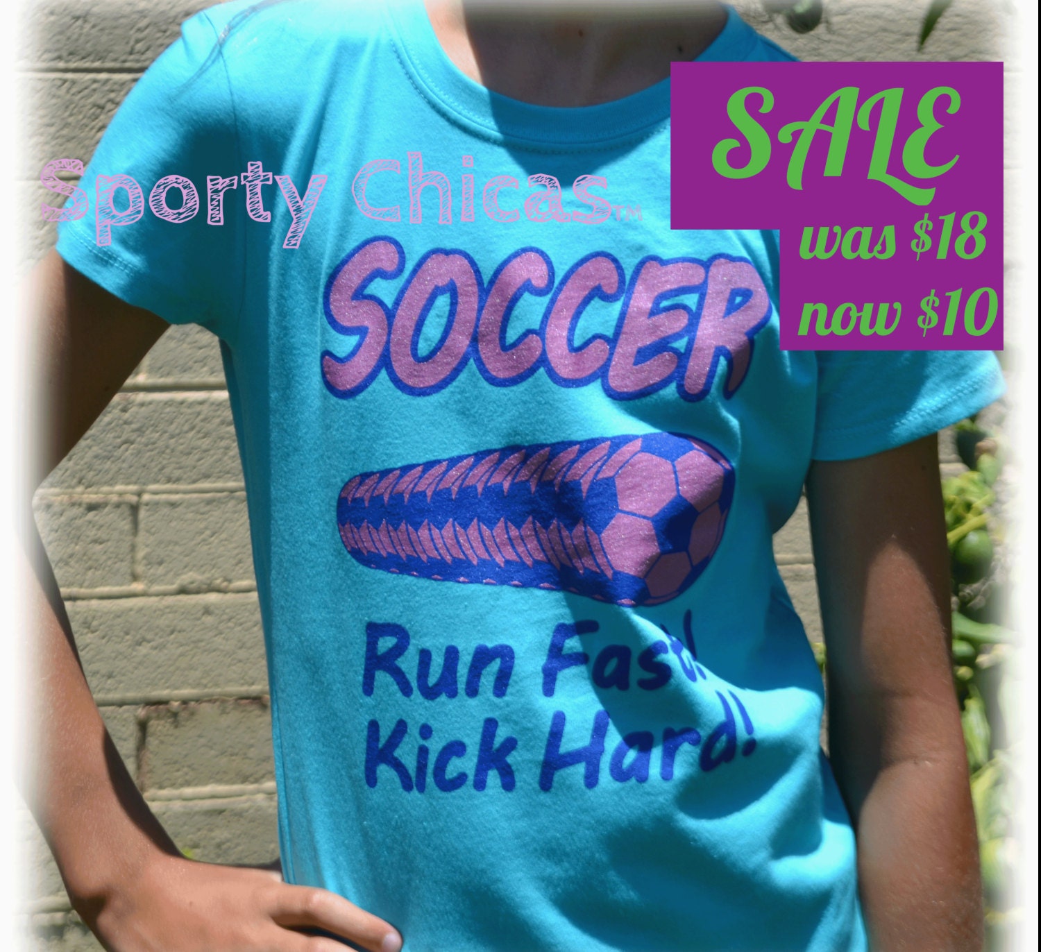 Soccer Shirt Girls Soccer Shirt Bling Shirt w/ Pink Soccer