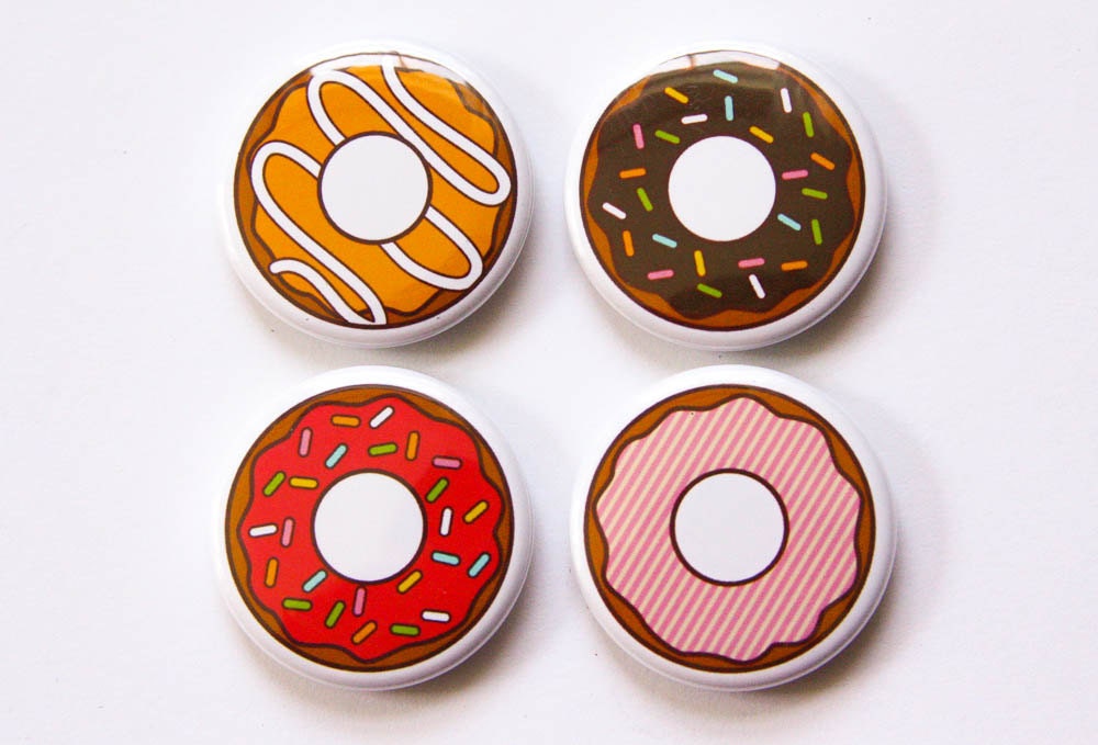 Donut Magnets Set 4 Refrigerator Magnets Foodie By TinyBeeCards