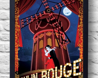 Moulin Rouge-Movie Poster Print, film illustration, art, painting, gift