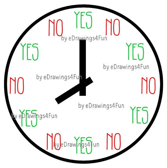 Items similar to Clock Collection Yes No Clock. Clip Art. DIY, you can