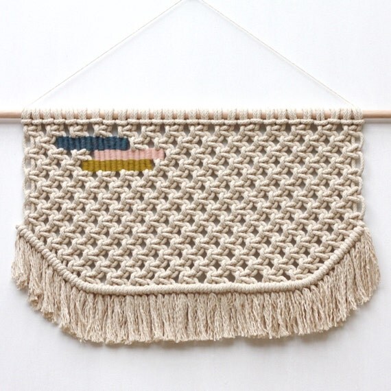 Woven macrame wall hanging strips