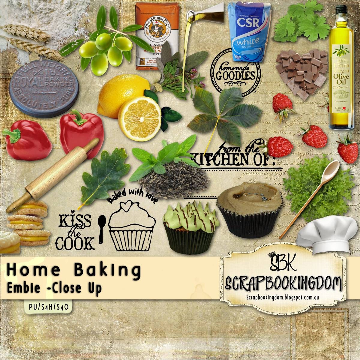 Cooking & Baking Scrapbook Kit for digital scrapbooking Home