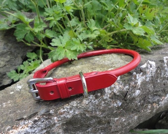 Handmade Rolled Leather Dog Collar