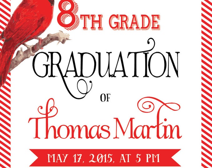 8th Grade Graduation invite. Printable graduation invitation. 8th grade invitation.
