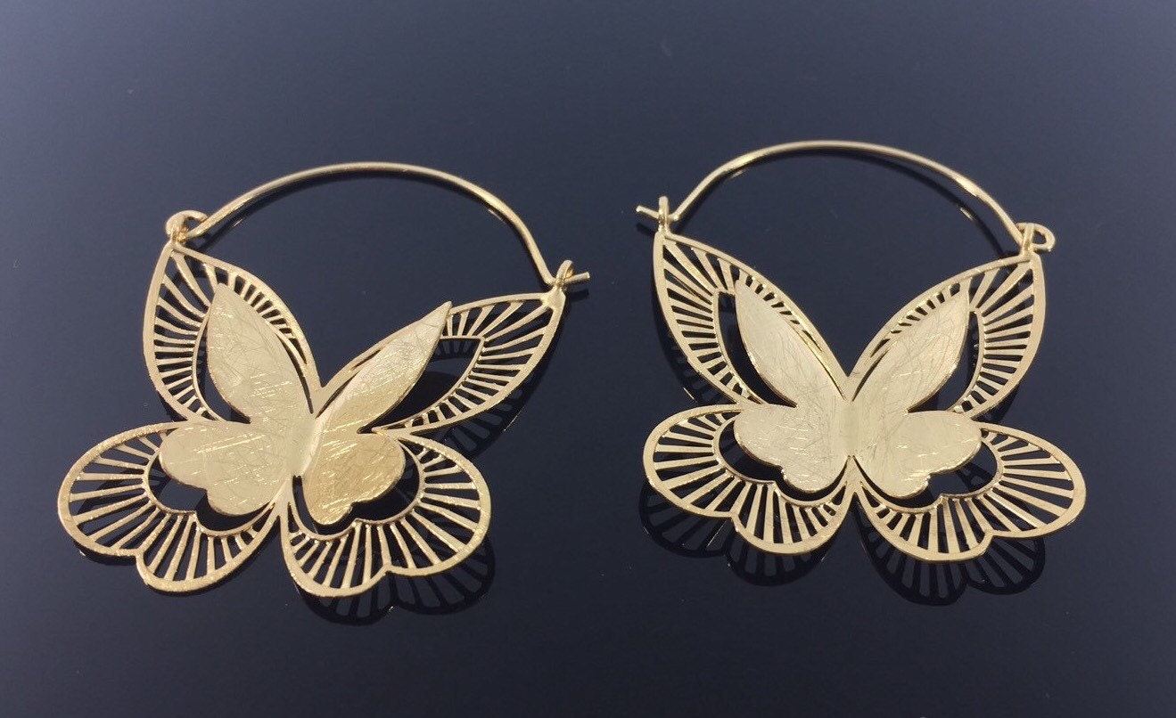 Matte Gold Butterfly Earrings // Laser Cut Butterfly // Light