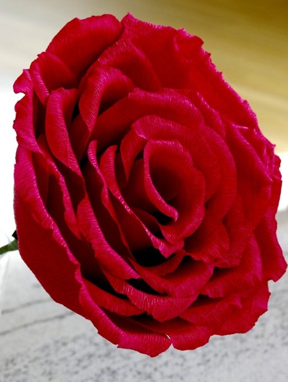 Giant Crepe Paper Rose Large Cardinal Red Rose by PAPERandBEAUTY