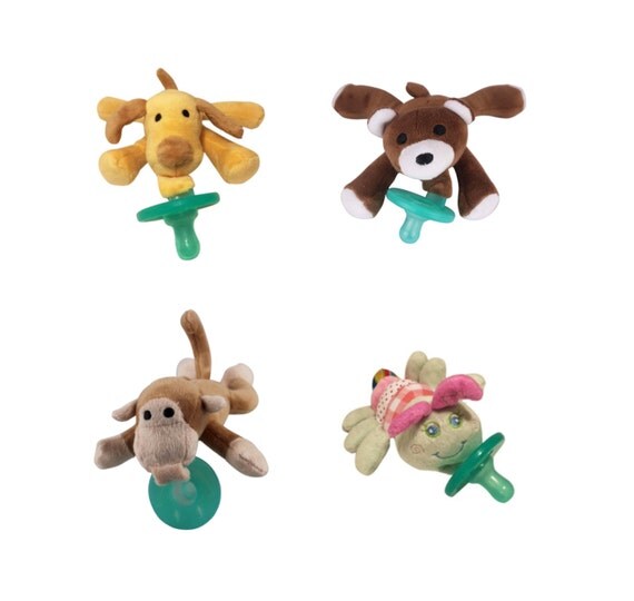 Silicone Baby Pacifier with Attached Plush Animal by UniqueBabyLLC