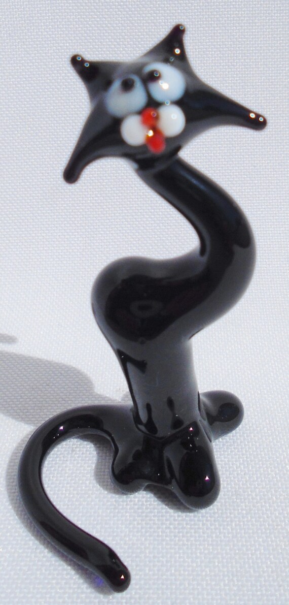 Handmade Art Glass Figurine Cat 2 by PorcelainFigurine on Etsy