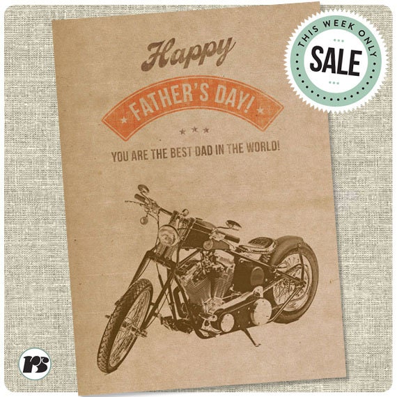 Vintage Father's Day Harley Davidson style card.