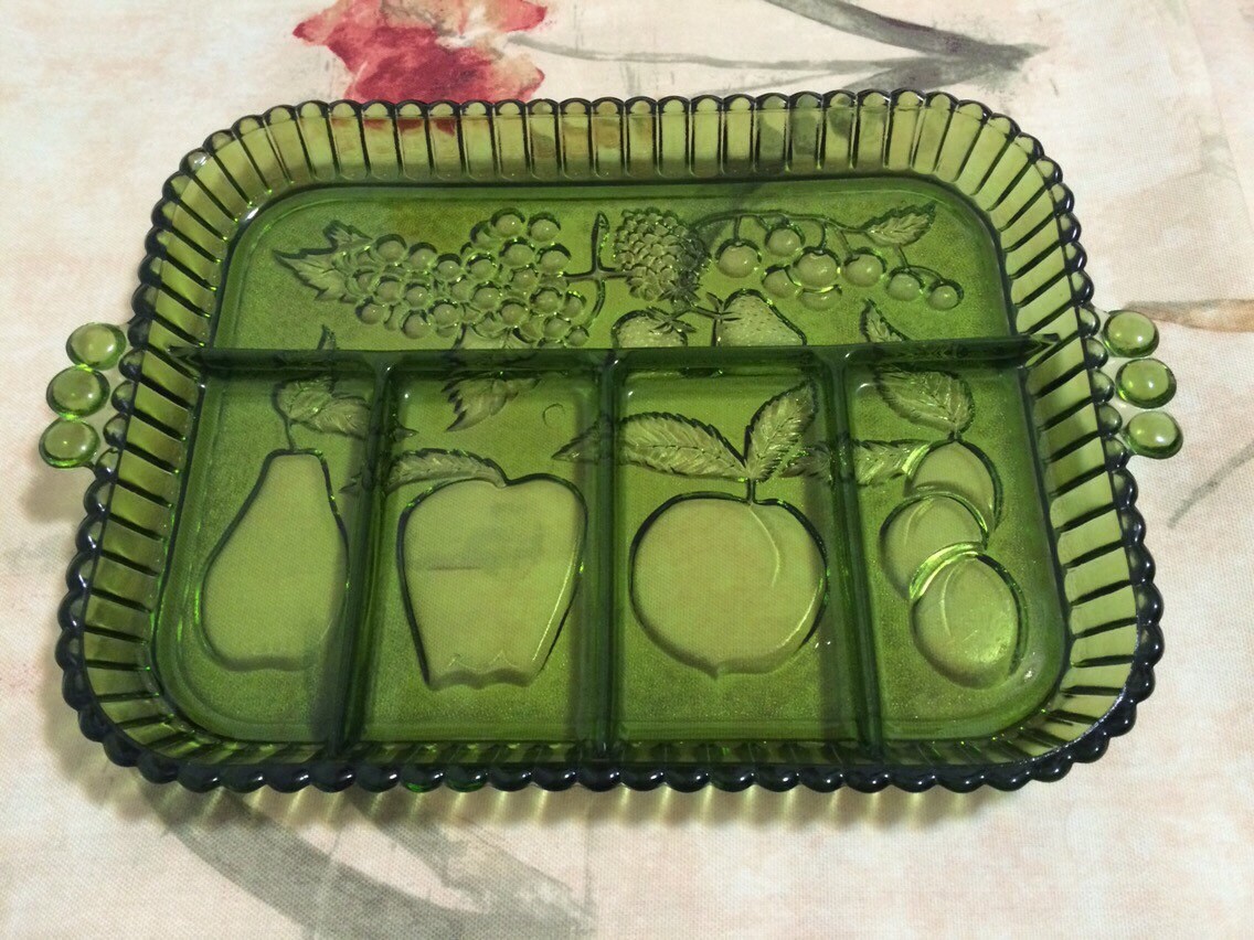 Vintage 5 Divider Serving Tray Green Haute Juice