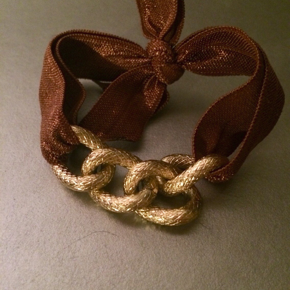 Gold brown chain Chic Beaded Hair Ties BOHO by enchantedheadwear